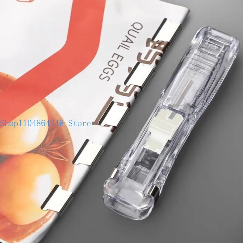 5asd Durable Clam Clip Dispenser Handheld Push Stapler Reusable Paper Clip Dispenser