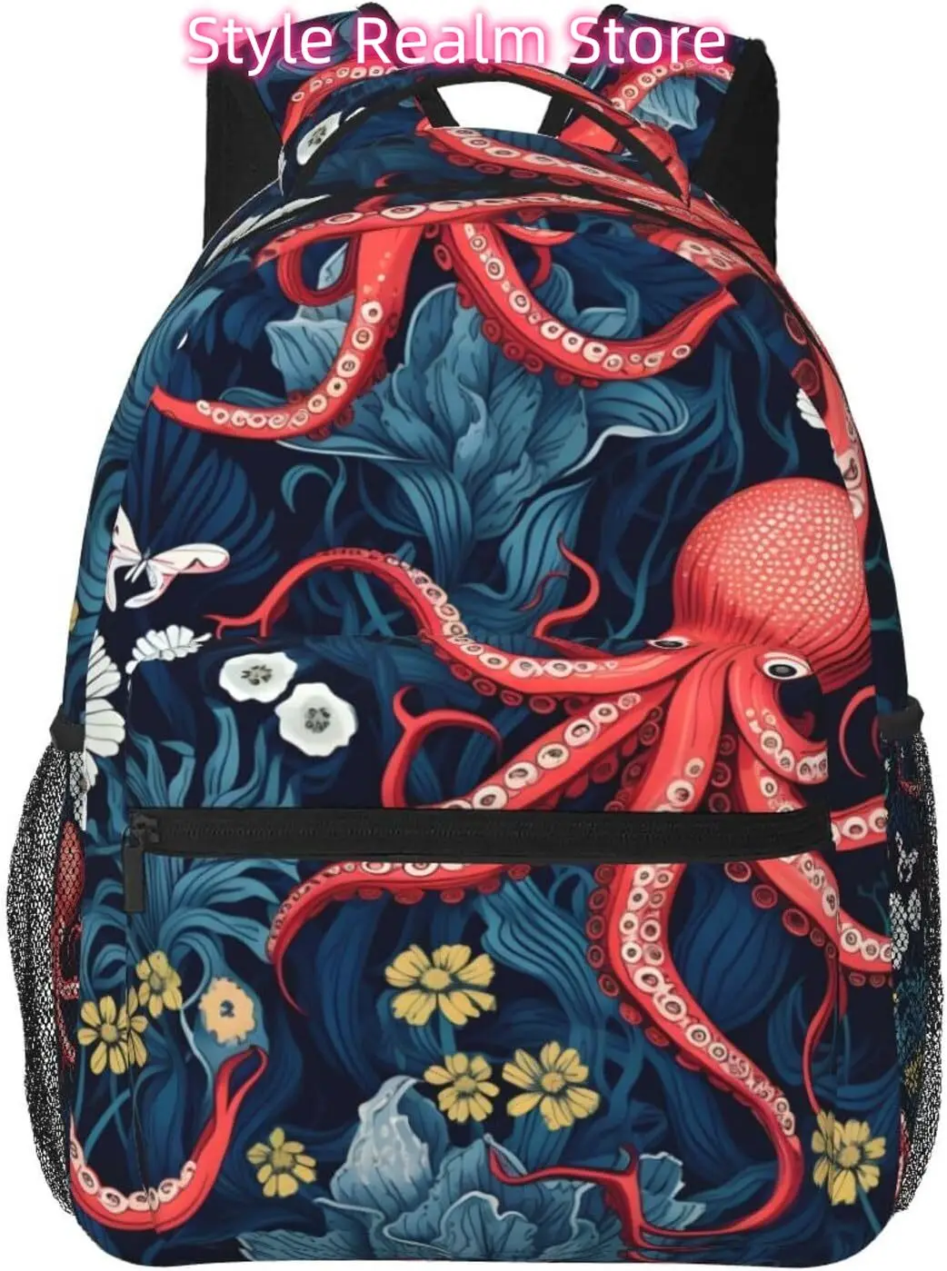 

laptop bag back to school Funny Octopus Flower Lightweight Laptop Backpack Lightweight Multipurpose Travel Casual Daypack Unisex