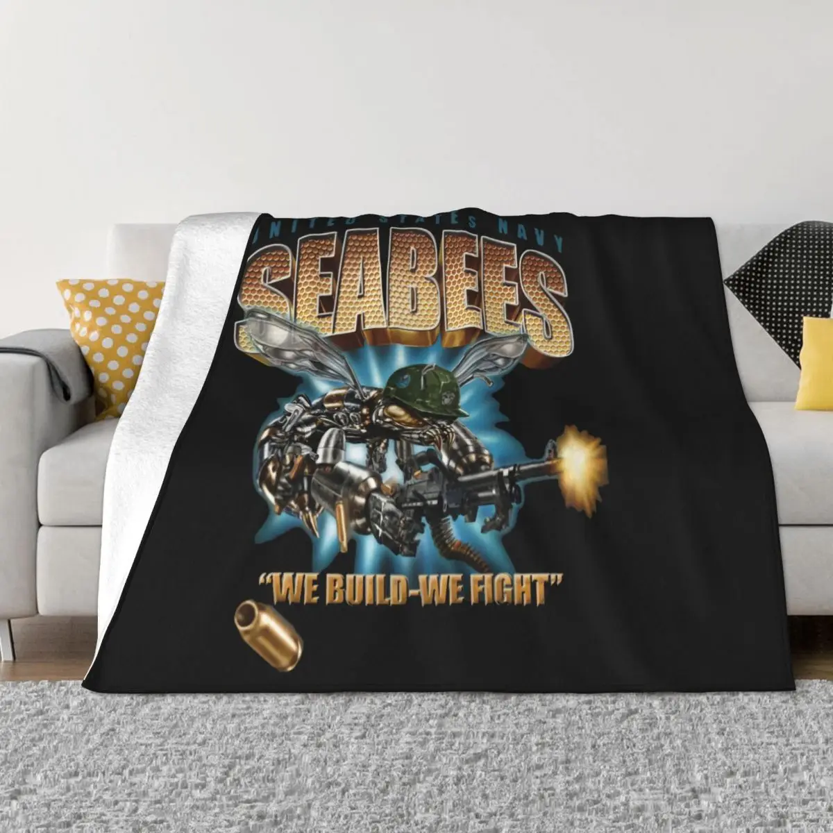 Seabees Funny Birthday Cotton Gift Retro Style For Men Cotton Teenage Adults Holiday Gift Throw Blanket