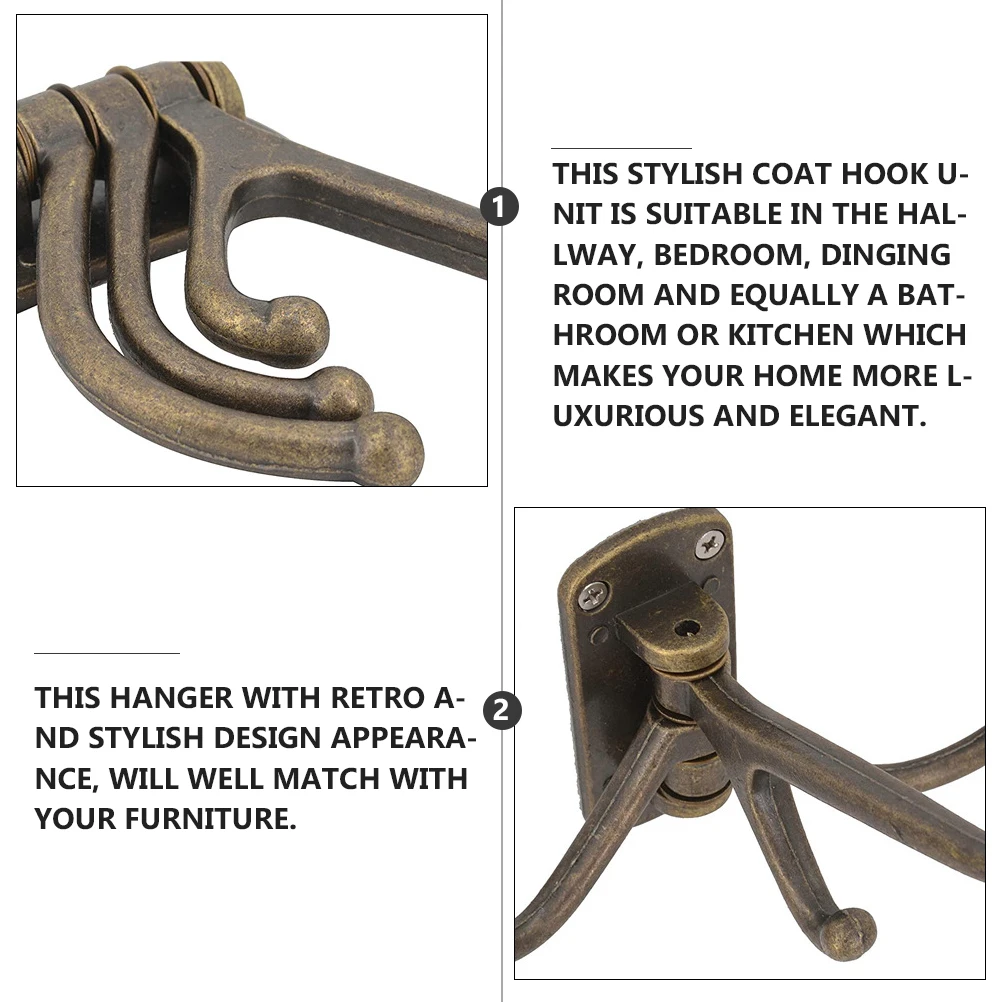

1 pc Wall Mounted Coat Hooks Zinc Alloy Swivel Hanger Retro Style Home Decorative Hardware Hallway Bedroom Kitchen Organizer