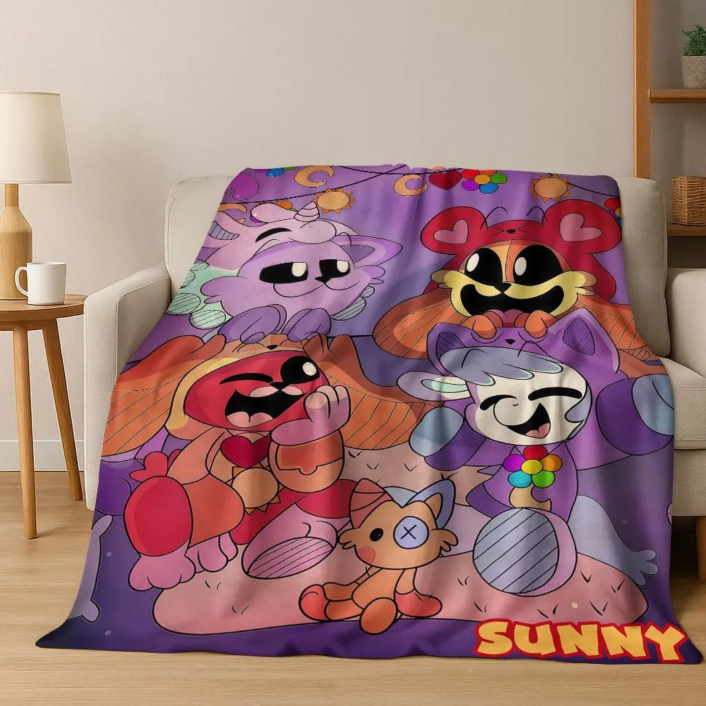 Cartoon S-Smiling C-Critters Craftycorn Catnap Art Flannel Blanket,Cozy Soft Throw Blanket for Home Bedroom Bed Sofa Cover Gift