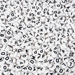 100pcs/lot 7x4mm White Round A-Z Alphabet Letter Beads Acrylic Loose Spacer Beads For Jewelry Making Accessories