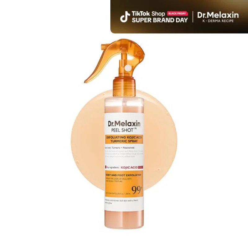 [melaxin-oficial]-peel-shot-queratina-cuidados-Acido-kojico-curcuma-spray-200ml-limpeza-de-poros-formula-esfoliante-reparacao-da-pele-esfoliante
