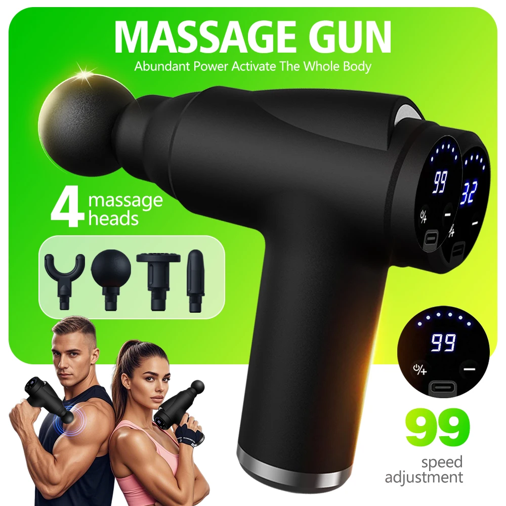 Electric Massage Gun Deep Tissue Facial Massgaer 99 Levels Arms Back Leg Muscle Relaxing For Body Back Arm Sport Fitness