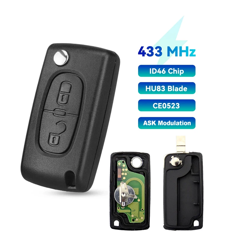 مفتاح بعيد قذيفة استبدال مع 2 أزرار بيجو 207 307 308 408 سيتروين C2 C3 C4 بيكاسو CE0536 مفتاح السيارة عن بعد