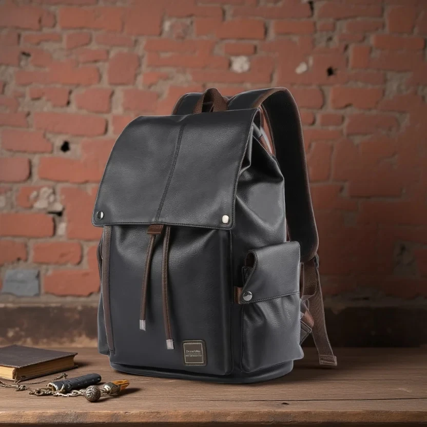 

Кожаный мужской рюкзак, винтажный рюкзак для ноутбука 15,6 дюйма, водонепроницаемый прочный дорожный рюкзак, кожаный рюкзак для колледжа