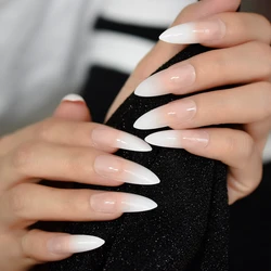 Ombre Extra Long French Nail Extreme Stiletto Gradient Nude White 24 Fake Nails Acrylic Nails Wholesale Manicure Tips With Tools