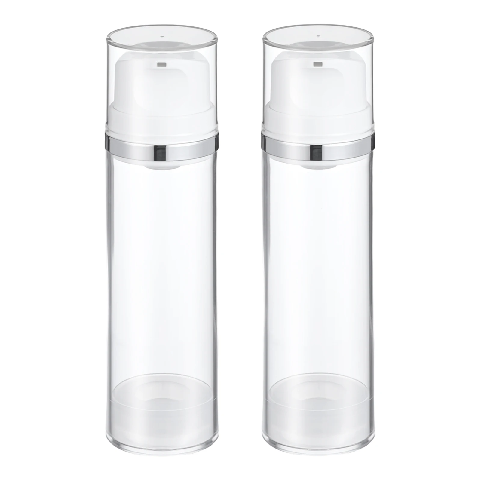 2Pcs Airless Pump Bottle Travel Refillable Lotion Dispenser Portable Vacuum Cream Container Press Airless Pump Bottle
