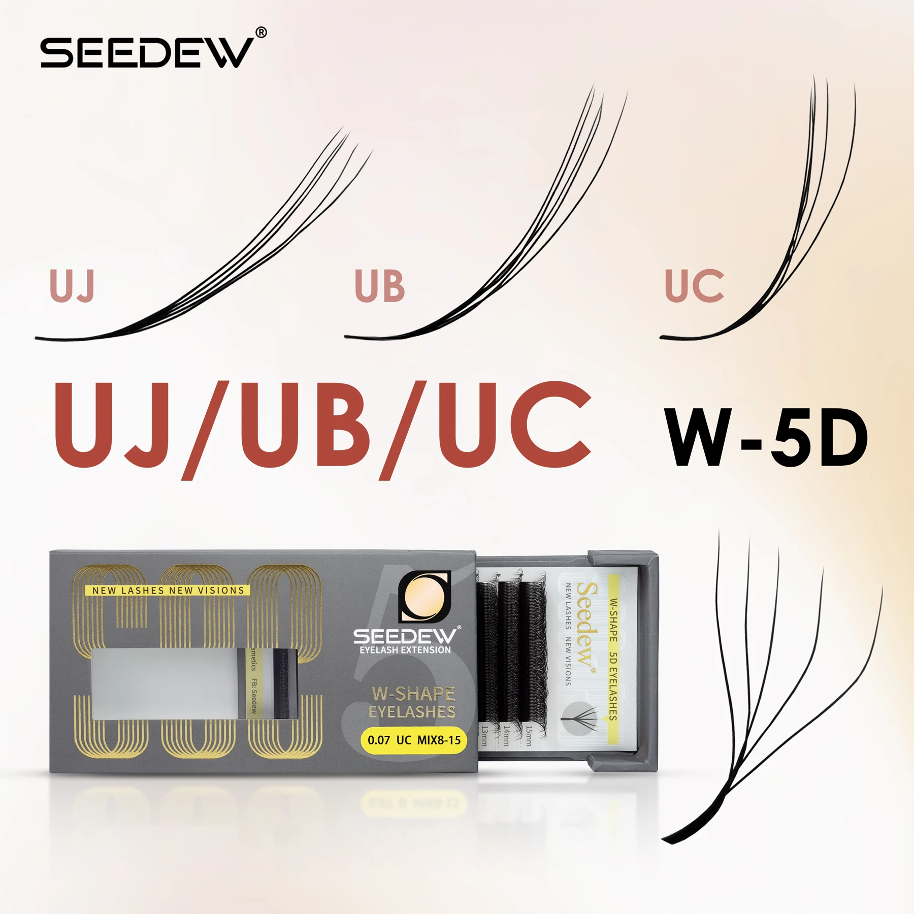 SEEDEW Neuerscheinung 5D Fertige Volumen-Fächer UJ UB UC Curl Wimpernverlängerungen Professionelle Schönheitssalon-Zubehör