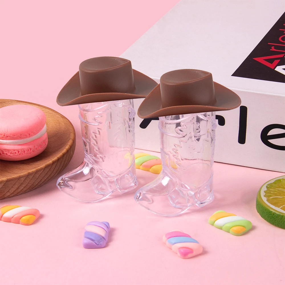 10pcs/ Set Bachelorette Hen Party Supplies Plastic Mini Brown Pink Cowboy Hat Cowboy Boot Shot Wine Glass Kit Party Supplies
