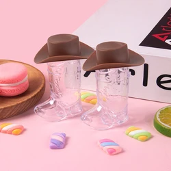 10pcs/ Set Bachelorette Hen Party Supplies Plastic Mini Brown Pink Cowboy Hat Cowboy Boot Shot Wine Glass Kit Party Supplies