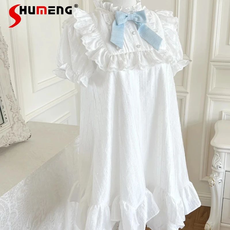 

Solid Color Beautiful Dress Fashion Design Japanese Rojita Doll Style Loose Y2k Dresses Retro Lace Trim Two-Way Vestidos Mujer