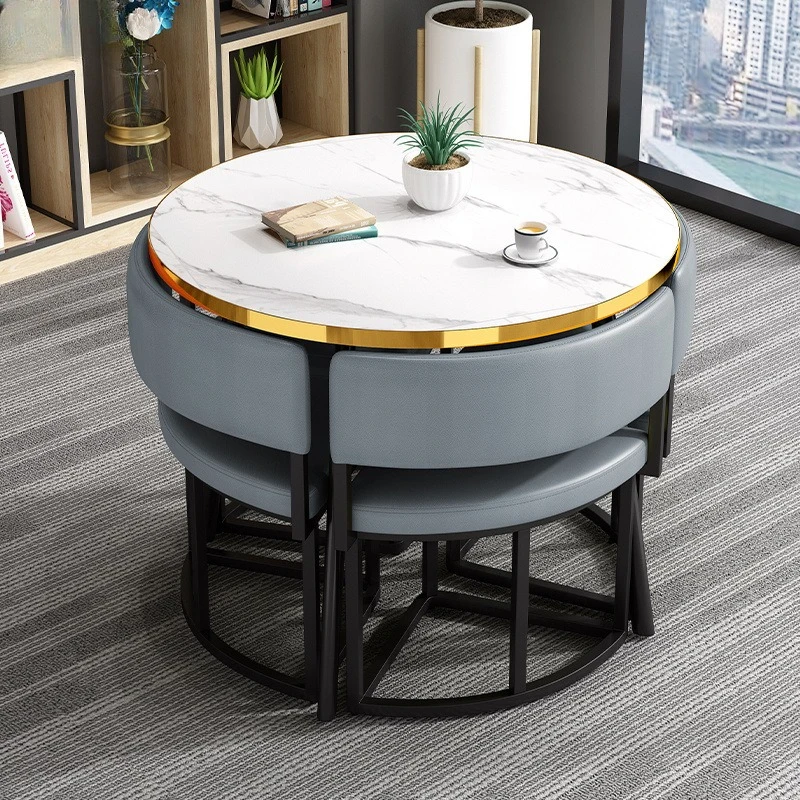 

Nordic Internet celebrity office casual small round table dining table simple reception negotiation table and chair combination