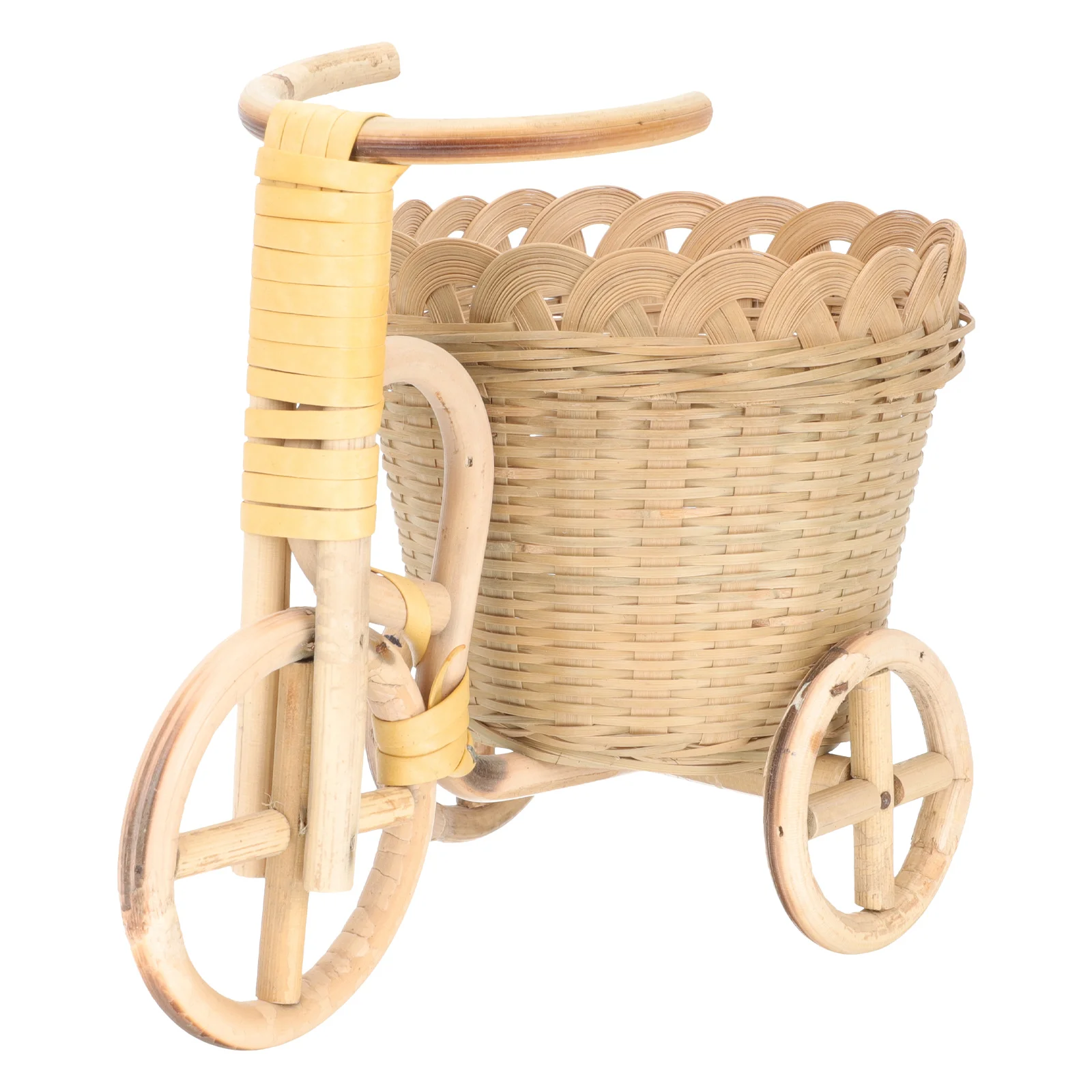 

Rustic Bamboo Woven Basket Mini Tricycle Shape H made Storage Laundry Basket Suitable for Fruit Food Practical Home Gift
