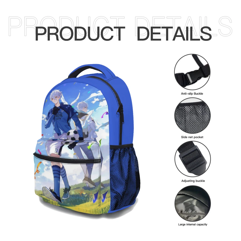 Ransel sekolah Motif kunci biru modis, ransel ringan bermotif