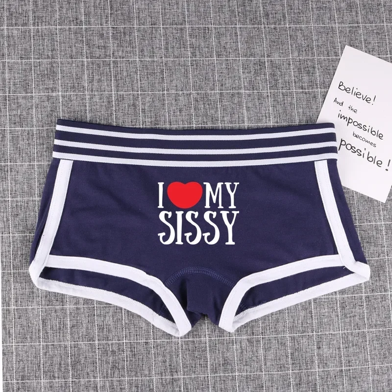 I Love MY SISSY Underwear for Women Funny Female Boxer Shorts Cotton Boyshorts Cute Girl Panties Breathable Womens Intimates