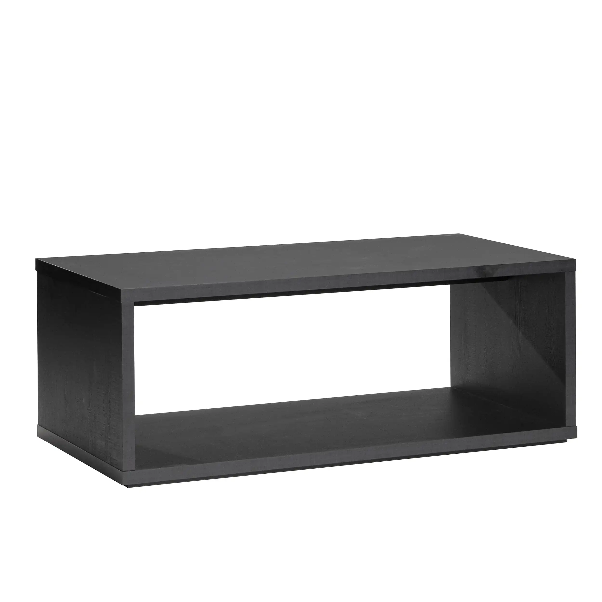 Westley Coffee Table, Black Wood Finish, Modern Rectangular Living Room Centerpiece