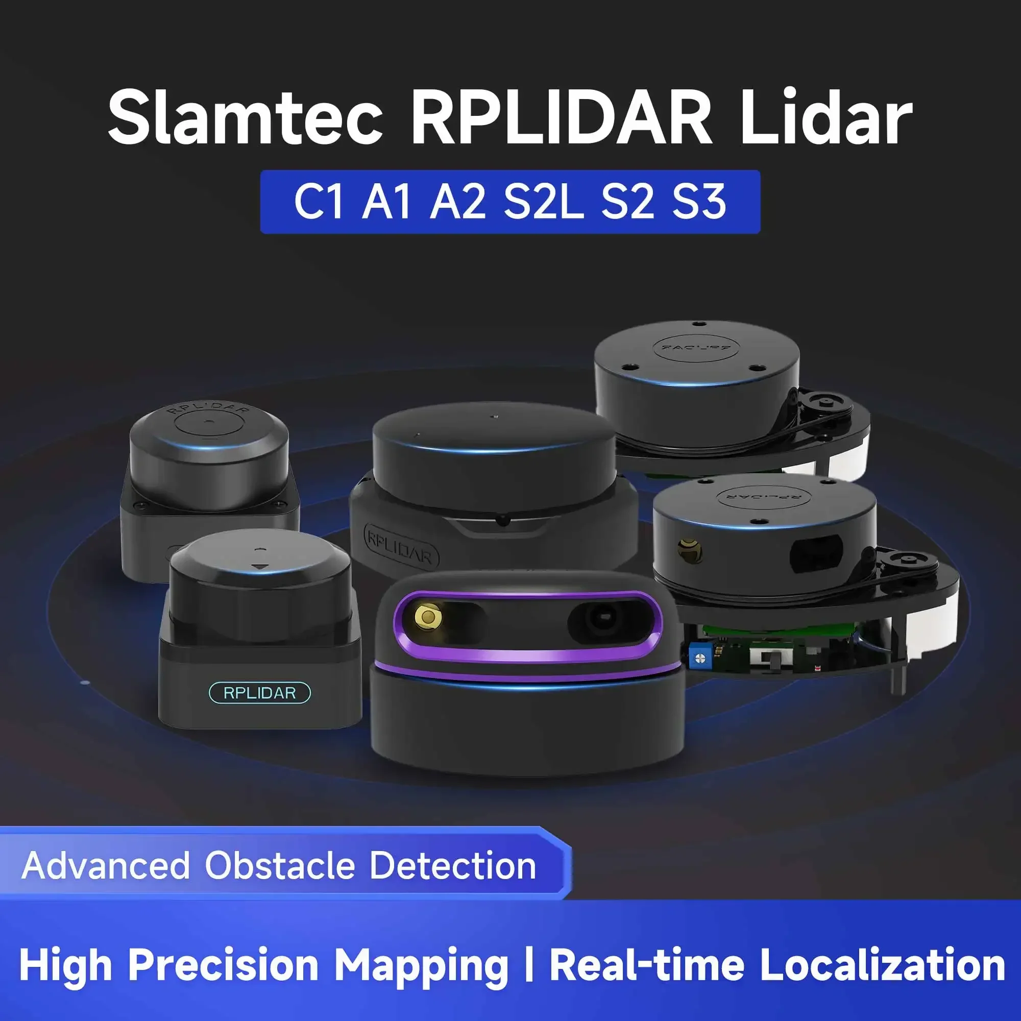 Slamtec RPLIDAR SLAM Lidar Kit de escáner con sensor de radio de escaneo de 360 grados y 12M para robot ROS ROS2 para navegar y evitar obstáculos