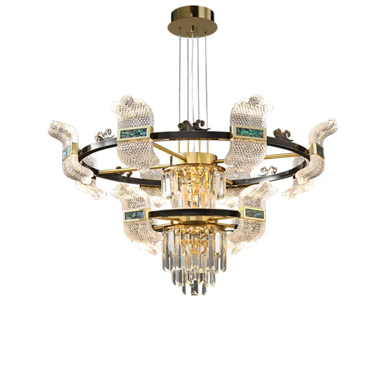 

Designer Internet celebrity new, light luxury, crystal, living room, copper lamp, atmosphere, creativity
