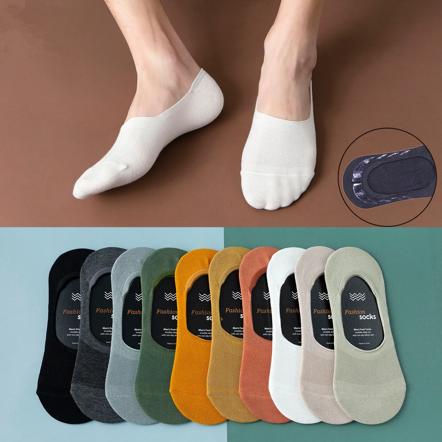 Men's boat socks thin men socks light mouth deodorant sweat-absorbing breathable cotton sock solid color short for boys