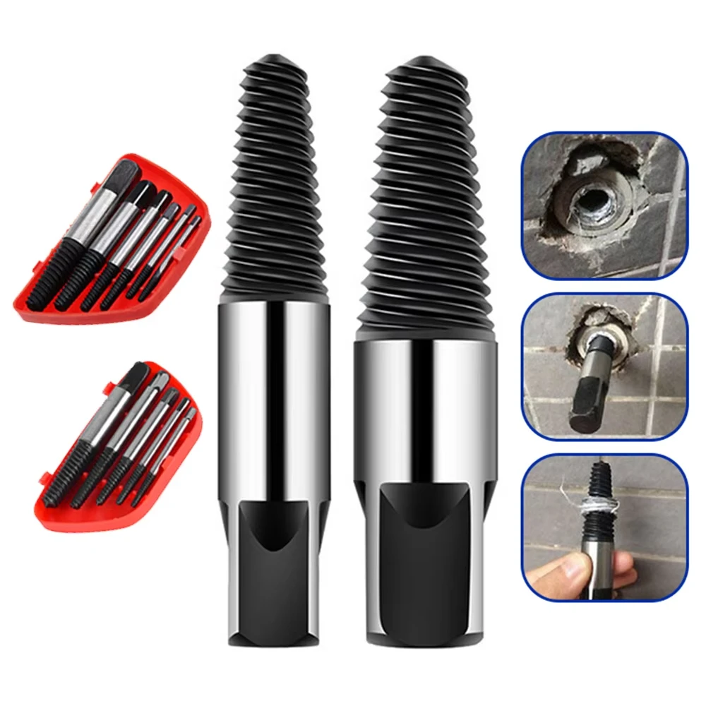 5Pcs Screw Extractor Metal Drill Bit Set Damaged Screws Remover Extractor Woodworking Tools Broken Bolt Water Pipe Extractor