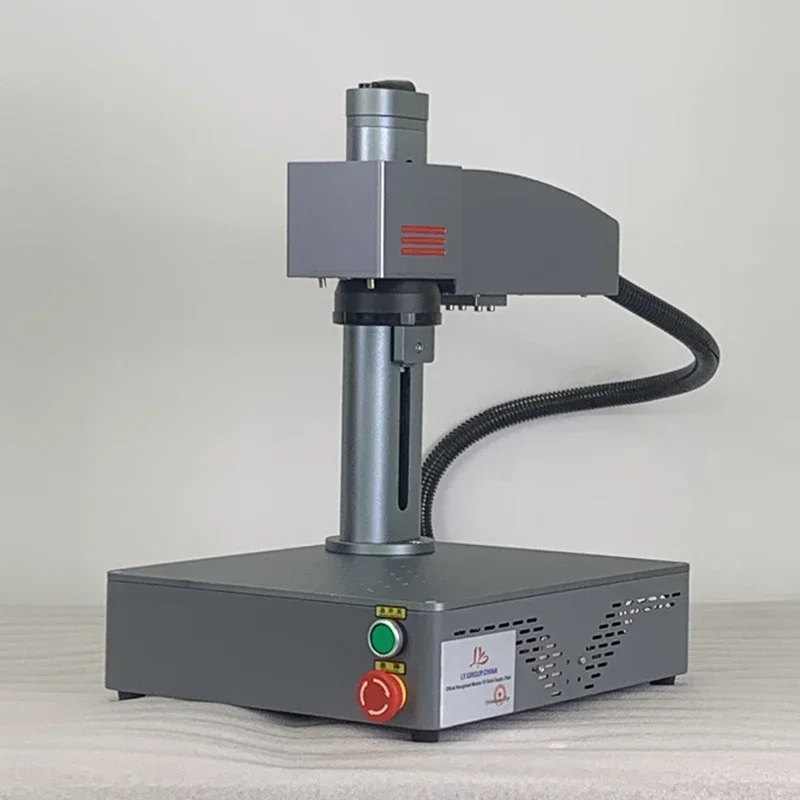 30W MAX Raycus Desktop Mini Fiber Laser Nameplate Marking Machine 20W for PVC Plastic Stainless Steel with Rotary Axis