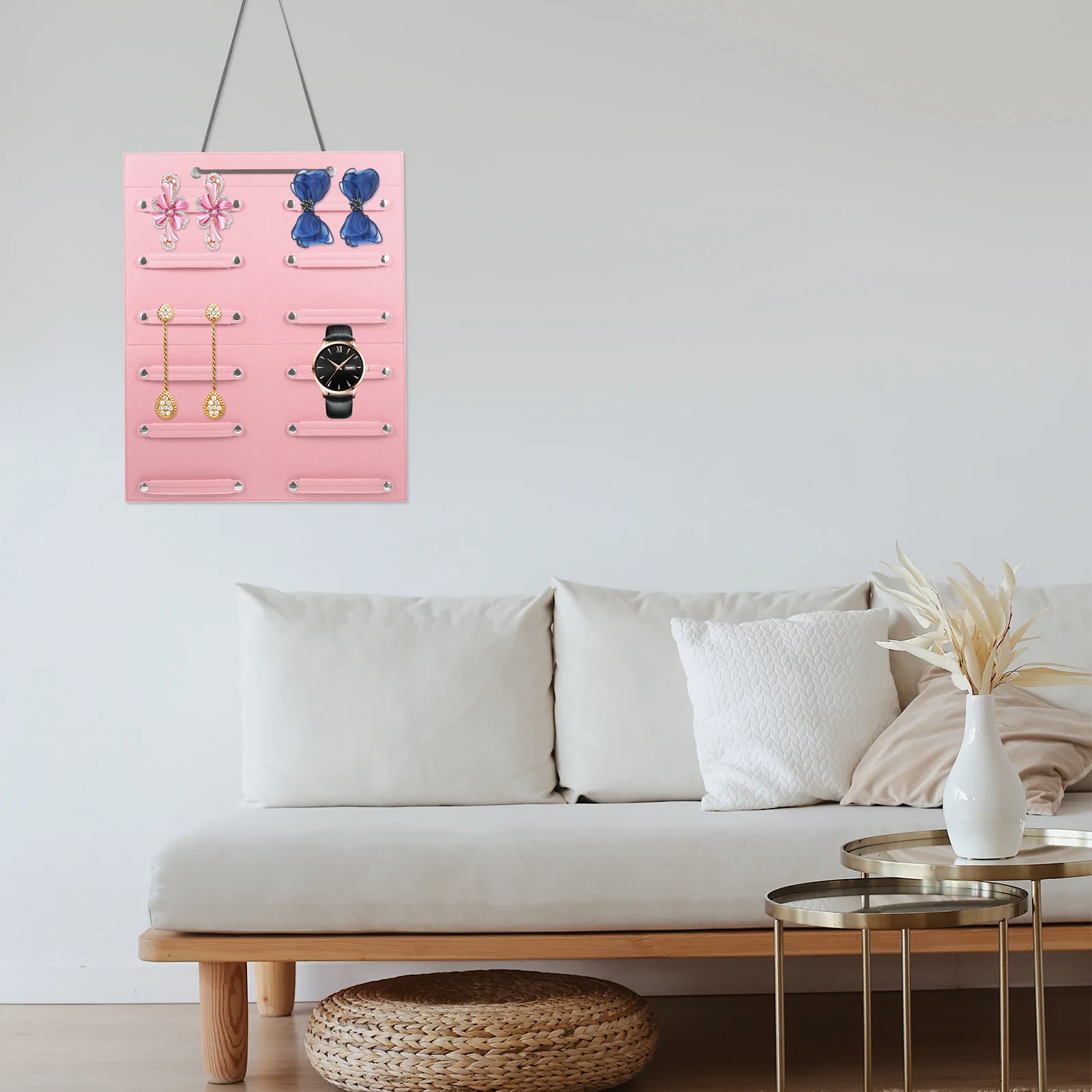 

Girl Hair Accessories Headband Storage Bag Earrings Girls Holder Bow Organizer Case Pink