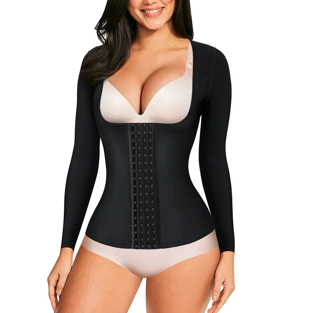

Women's Adjustable Hook & Eye Fitness Shapewear High-Waist Tummy Control Bodysuit Postpartum Recovery Fajas Colombianas