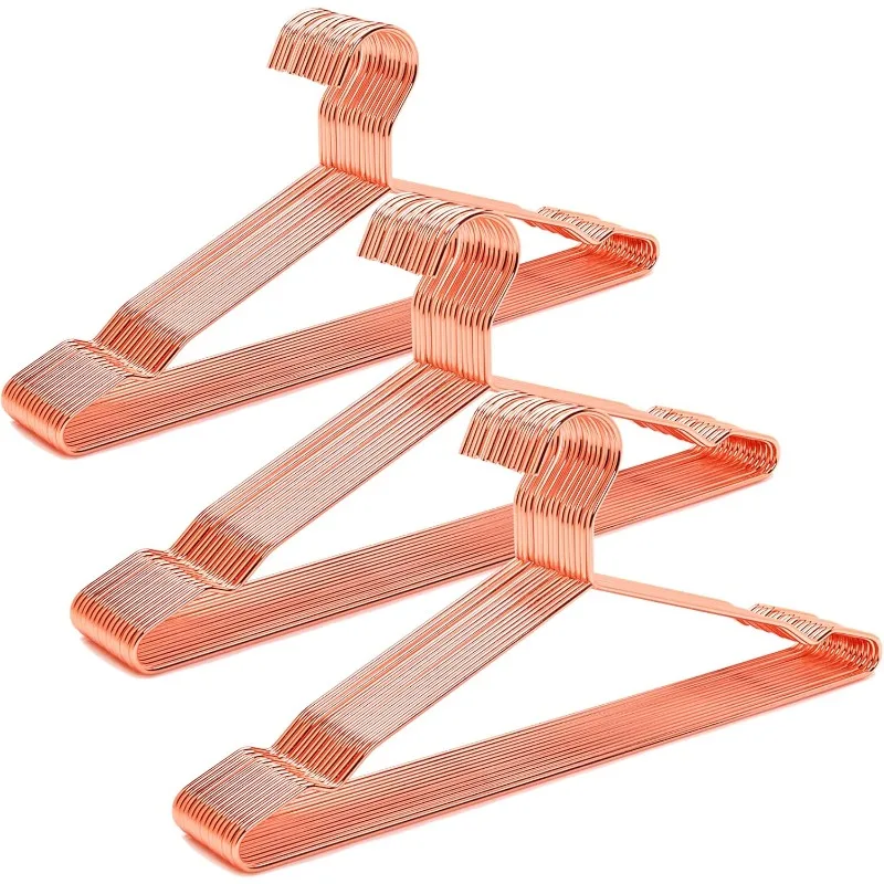 

17" Rose Gold Strong Metal Hanger 30 Pack, Copper Clothes Hangers, Heavy Duty Coat Hangers, Standard Suit Hangers