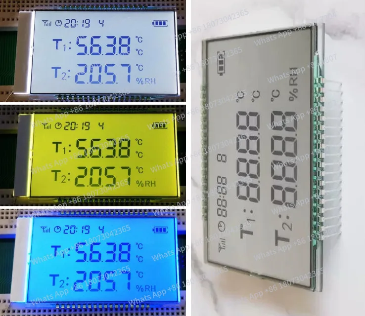 

36PIN TN Positive 4-Digits Segment LCD Panel 2 Road Humiture LCD Screen 3.3V White/Blue/Yellow Green Backlight