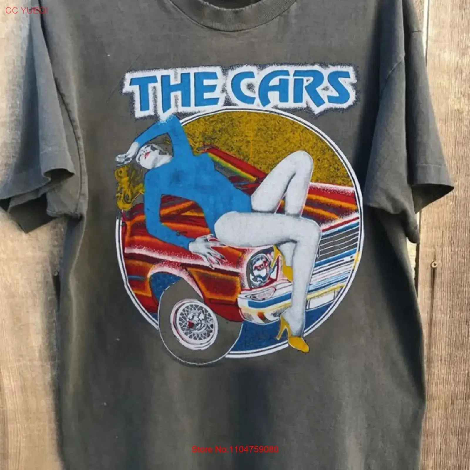 The Cars Candy O tour concert short sleeve charcoal color shirt KV32062 vintage Washed Stylish Stretched Soft Casual Slightly