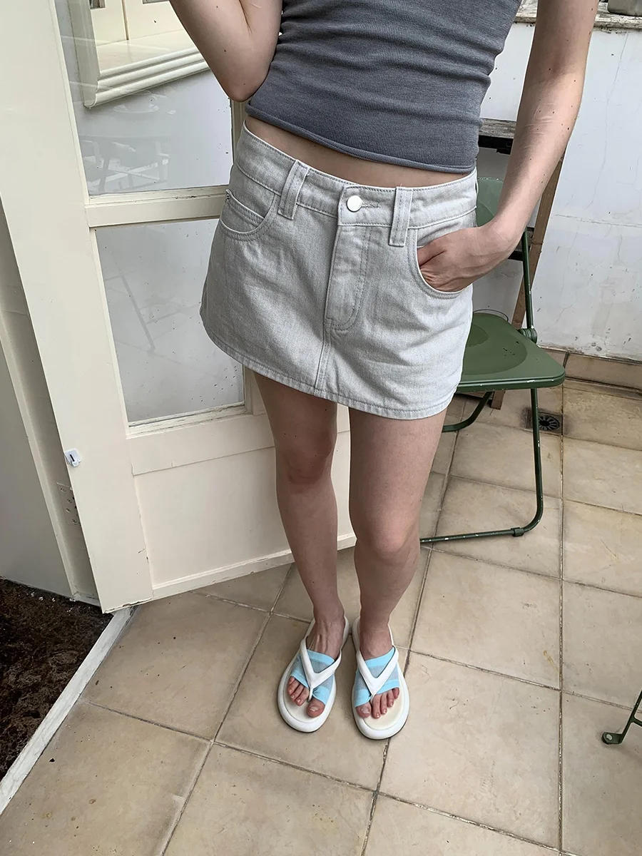 

DKZ ey Denim Skirt Pants Women's Slimming Summer New Sle Retro Skirt Korean Sle Cotton Straight Tube Skirt