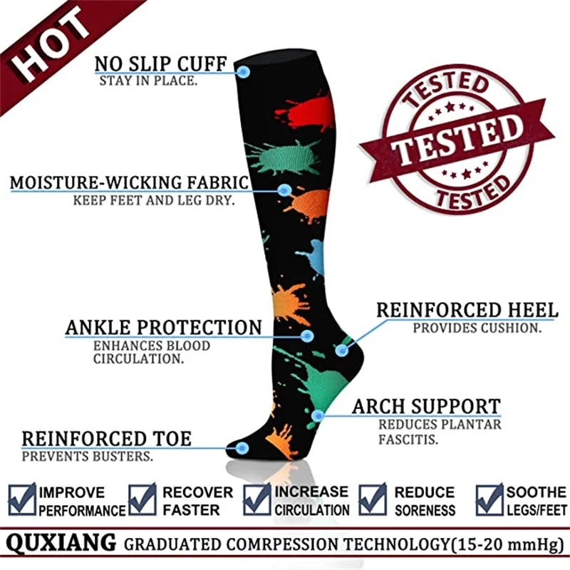 Calcetines de compresión hasta la rodilla para hombre, medias de tubo para correr, enfermera, Fitness, deportes al aire libre, Crossfit, viajes en vuelo, golf, lote de 3 pares