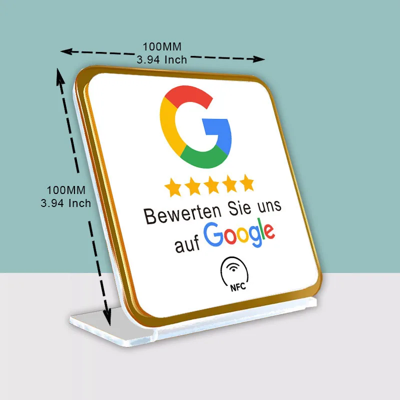 Deutsches Schreiben von NFC-gedruckten Karten, Plattenaufklebern, Ständer für Google Bewertungen, Instagram, WhatsApp, Hahn NFC