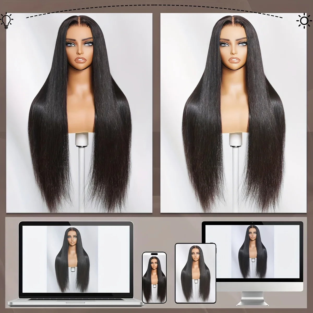 13x4 Lace Front Wig Human Hair 200% Density Straight Pre-Plucked HD Transparent Lace Frontal Wig with Natural Black Color