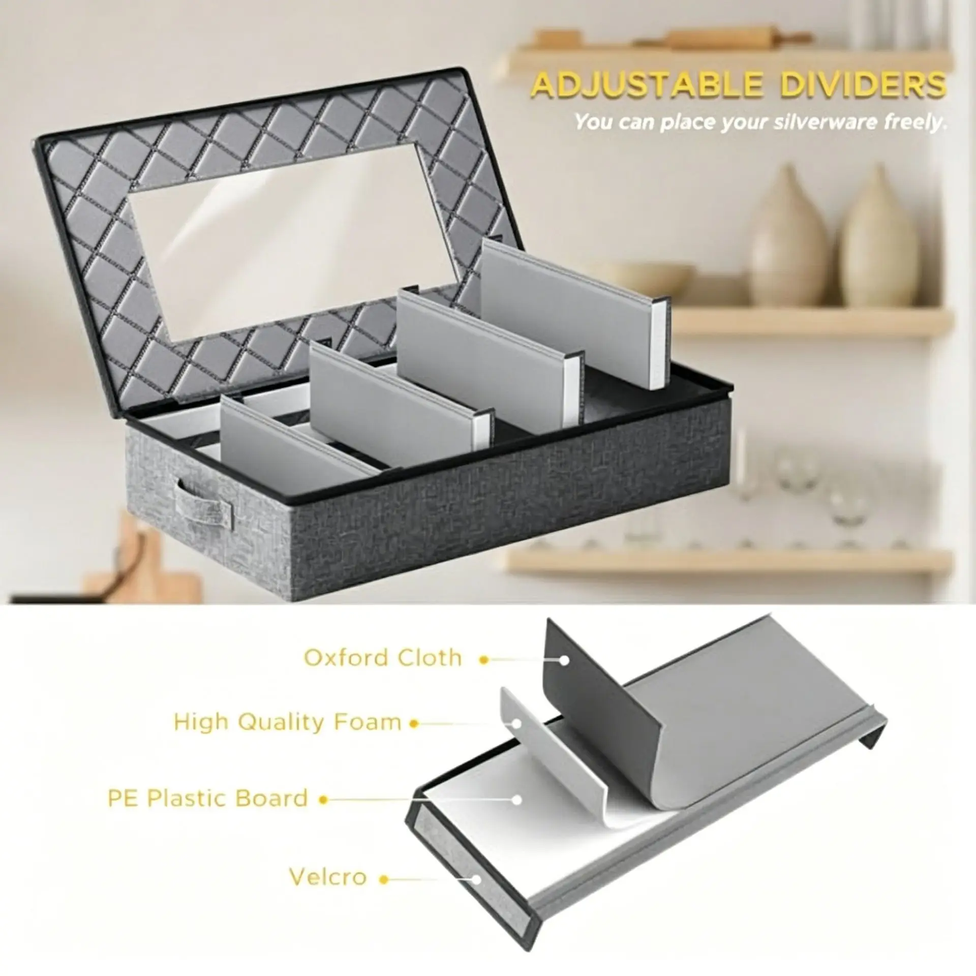 New Kitchen Tableware, Knives, Forks, Chopsticks, Storage Box with Lid, Dustproof Classification, Sorting Box, Home Storage view 3