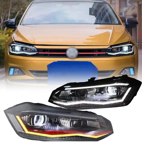 For Volkswagen POLO 6 LED Headlight 2011-2024 Halogen Head Lamp Upgrade VW Polo TSI GTI Version Auto Part Front Head Light Lamp