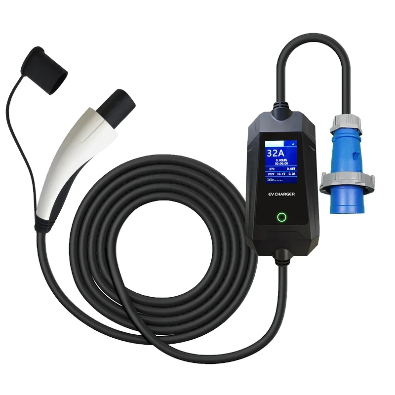 Portable Ev Charger 3.5KW 7KW Type 2 Type 1 Tesla Plug GBT Electric Car Fast Charger With Adjustable Current 16A 32A