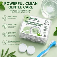 Denture Effervescent Cleaning Tablets & Brush Set, Removes Stains & Odor on Retainers Dentures Aligners, Fresh Mint, 10 Tablets 2