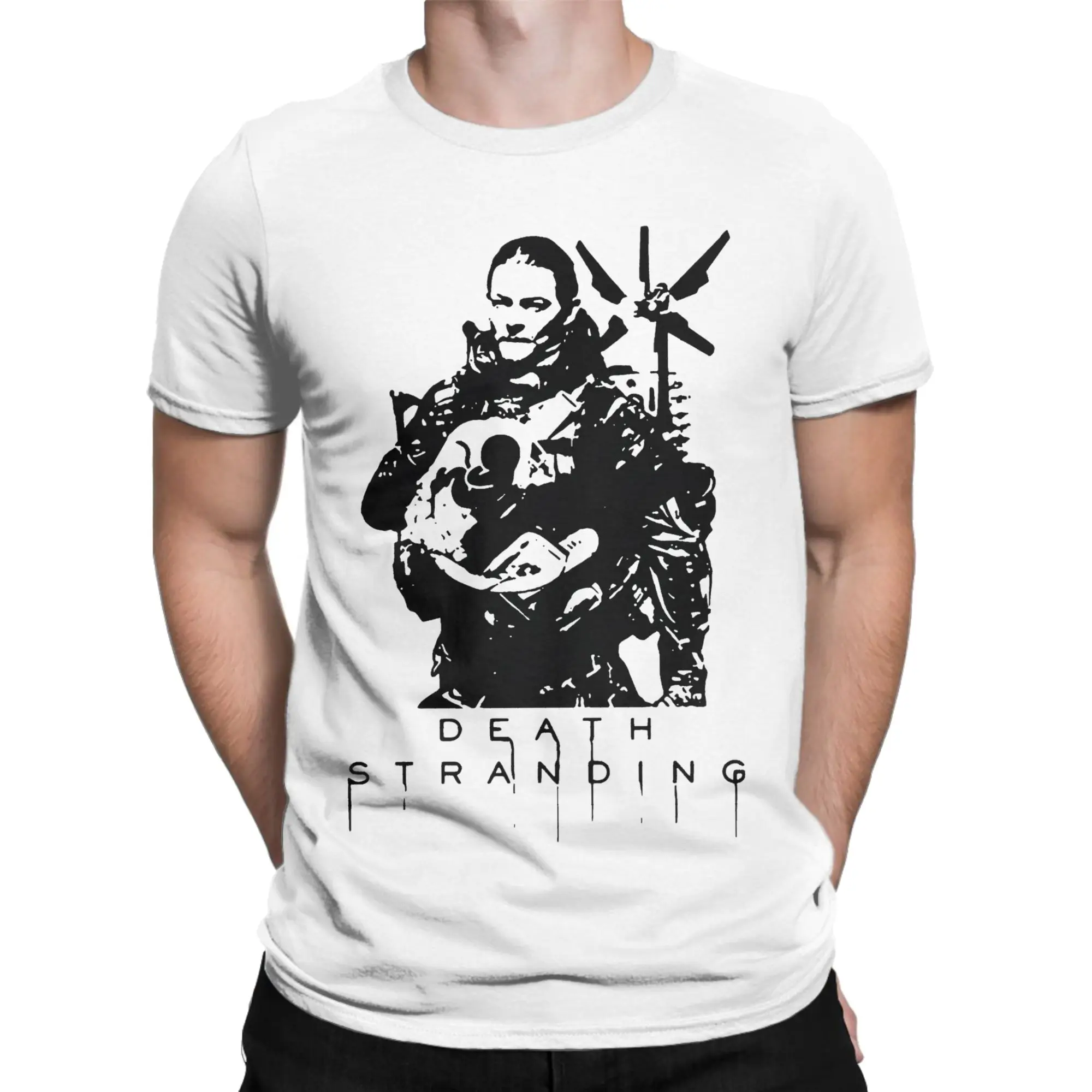 Harajuku T Shirt black handsome death art stranding game for fans Video Game  T-Shirts for Men Summer Short Sleeve Clothing
