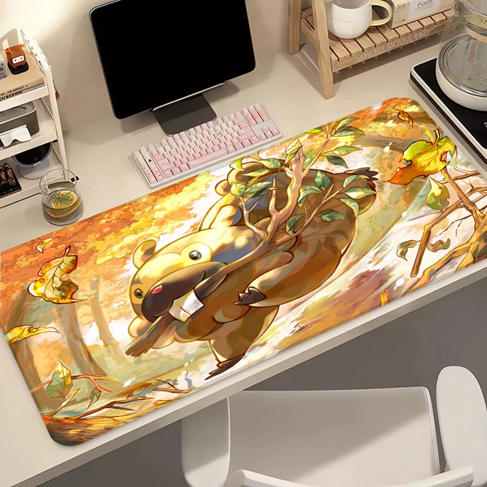 Kawaii Anime großes Gaming-Mauspad P-Pokemon Bidoof Speed ​​Schreibtischunterlage Gamer Tastatur-Mauspad HD Home Office Schreibtischzubehör
