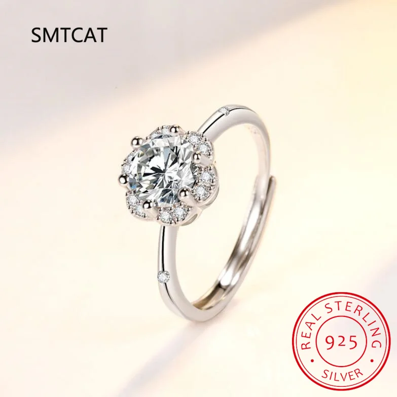 Real 5CT Big Moissanite Diamond Classical Sunflower Ring for Women Gift 925 Sterling Silver Wedding Luxury Fine Jewelry