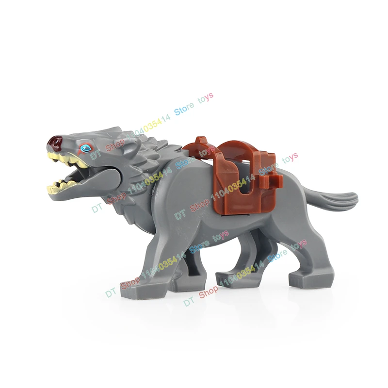 Medieval Military Cavalry Knight War Wolf Animals Building Blocks Parts Accessories Toys for Children RZ200-202 H049