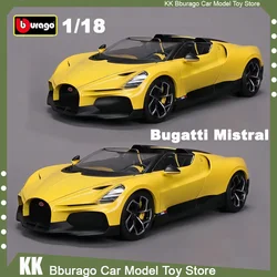 2024 New Bburago Bugatti Sports Car Model 1:18 Bugatti W16 Mistral Diecast Model Alloy Luxury Vehicle Toys Cgild Car Model Gift