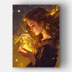 FOREVER YOUNG 5D New DIY Diamond Painting Cute Hand Light Girl Full Square with AB Crystal Beads Diamond Home Decor Gift