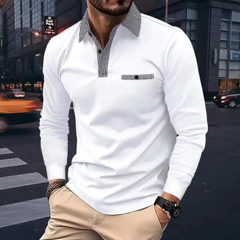 Spring Autumn Men Polo shirt Casual Sports Shirt Men Pure Color Long Seeved Polo Shirt S-3XL Men T-Shirt Fashion Breathable Top