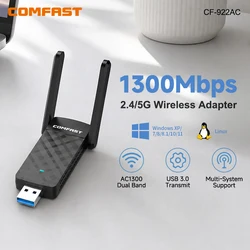 COMFAST 1300M MT7612U/RTL8814AU carte réseau 5.8 GHz USB WiFi récepteur double bande bureau sans fil Linux Wi-fi adaptateur antenne