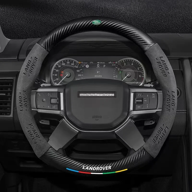 For Land Rover Range Rover SportDiscovery Evoque Velar Freelander Defender Car Anti-slip Suede Carbon Fiber Steering Wheel Cover