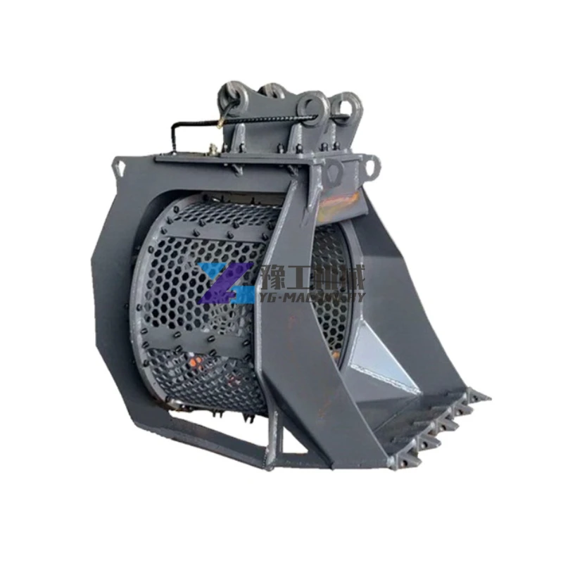 Hydraulic Excavator Attachment Rotary Screening Buckets Rotating Screen Bucket for 30t To 40t Excavator Stone Soil Sand Sorting