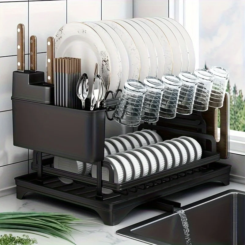 

Dish Drying Rack Kitchen Bowl Drainer Storage Rack Tableware Drain Chopsticks Knife Fork Water Cup Storage Holder